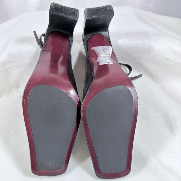 Enzo Angiolini Womens 8.5 Brown Leather Square Toe Slingback High Heel Classy - Picture 6 of 7